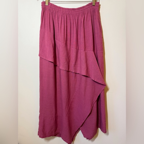 Kaliyana Dresses & Skirts - Kaliyana linen blend skirt Lagenlook pockets elastic waist asymmetrical artsy